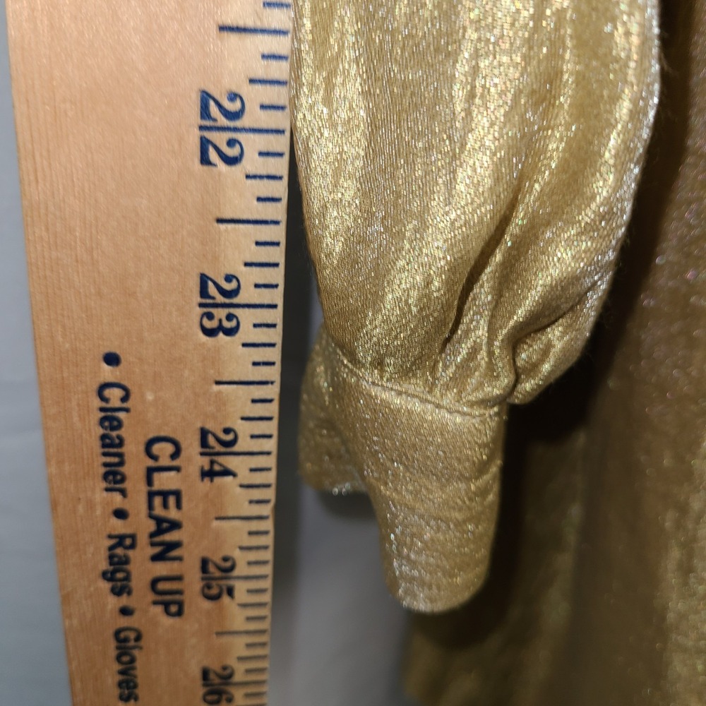 Context Dress & Overcoat 1960s Inspired Metallic Gold Size 8 Empire Waist - Picture 11 of 14